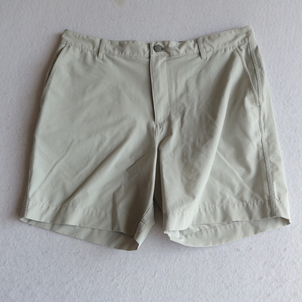 Faherty All Day Shorts Mens 35 Light Khaki Hybrid Water Land Casual 6 Inseam